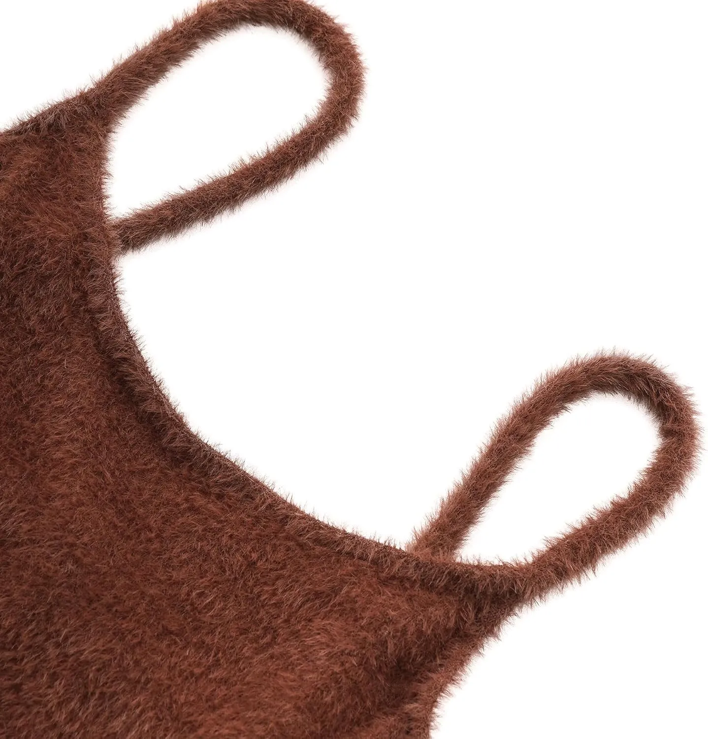 Amazhiyu Women's Fuzzy Cropped Tank Top Sweater-Knit Scoop Neck Crop Cami