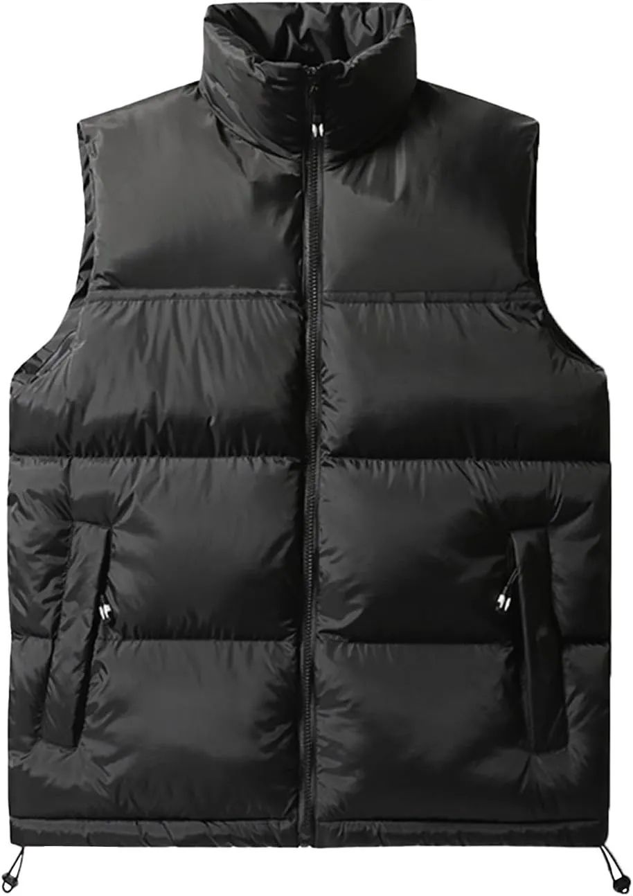 Cambkatl Big and Tall Men's Quilted Puffer Vest, Color Block Winter Stand Collar Warm Casual Sleeveless Outerwear Jackets