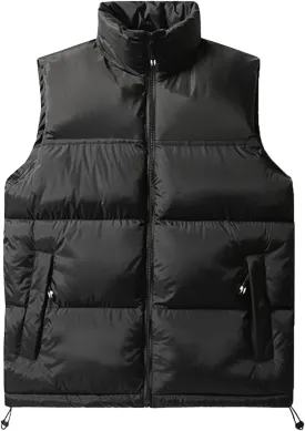 Cambkatl Big and Tall Men's Quilted Puffer Vest, Color Block Winter Stand Collar Warm Casual Sleeveless Outerwear Jackets