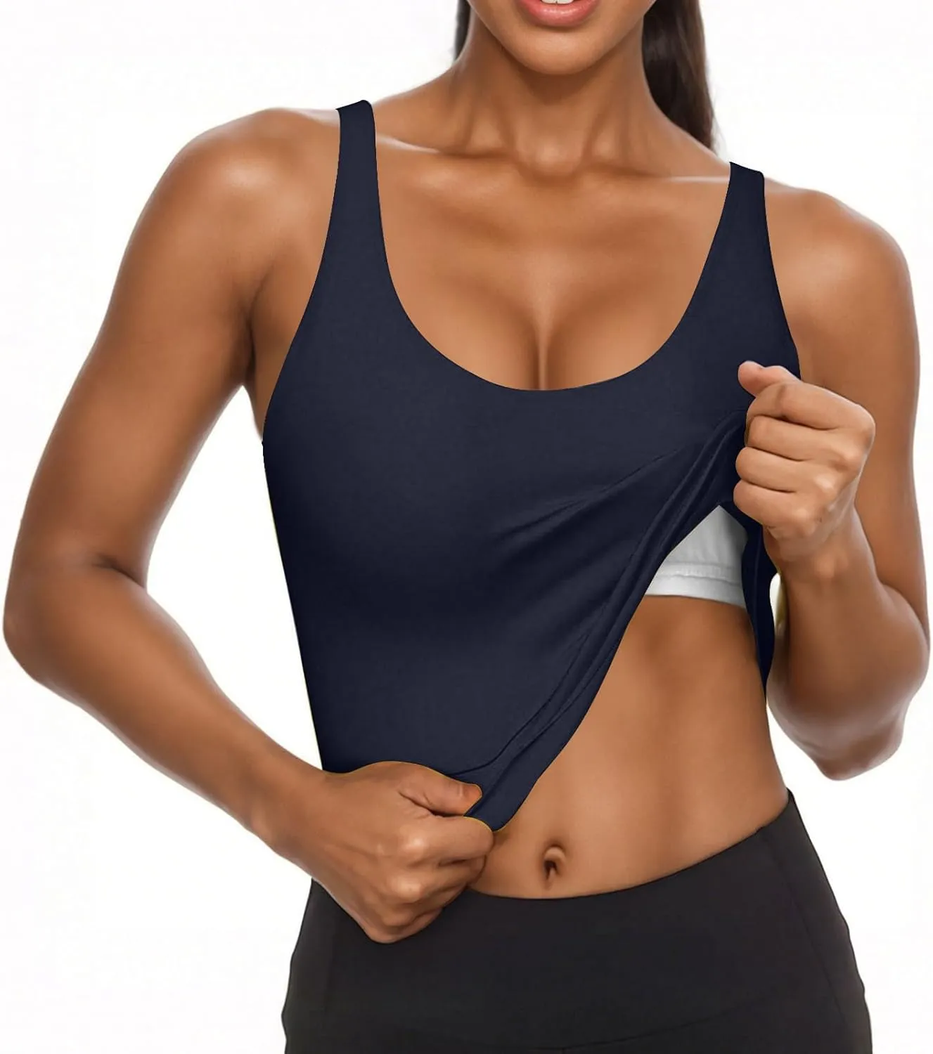 Cotton Tank Top with Built in Bra for Women Shelf Bra Camisole Tops Workout Tops Cami Bra Padded Tank Top Sports Bras