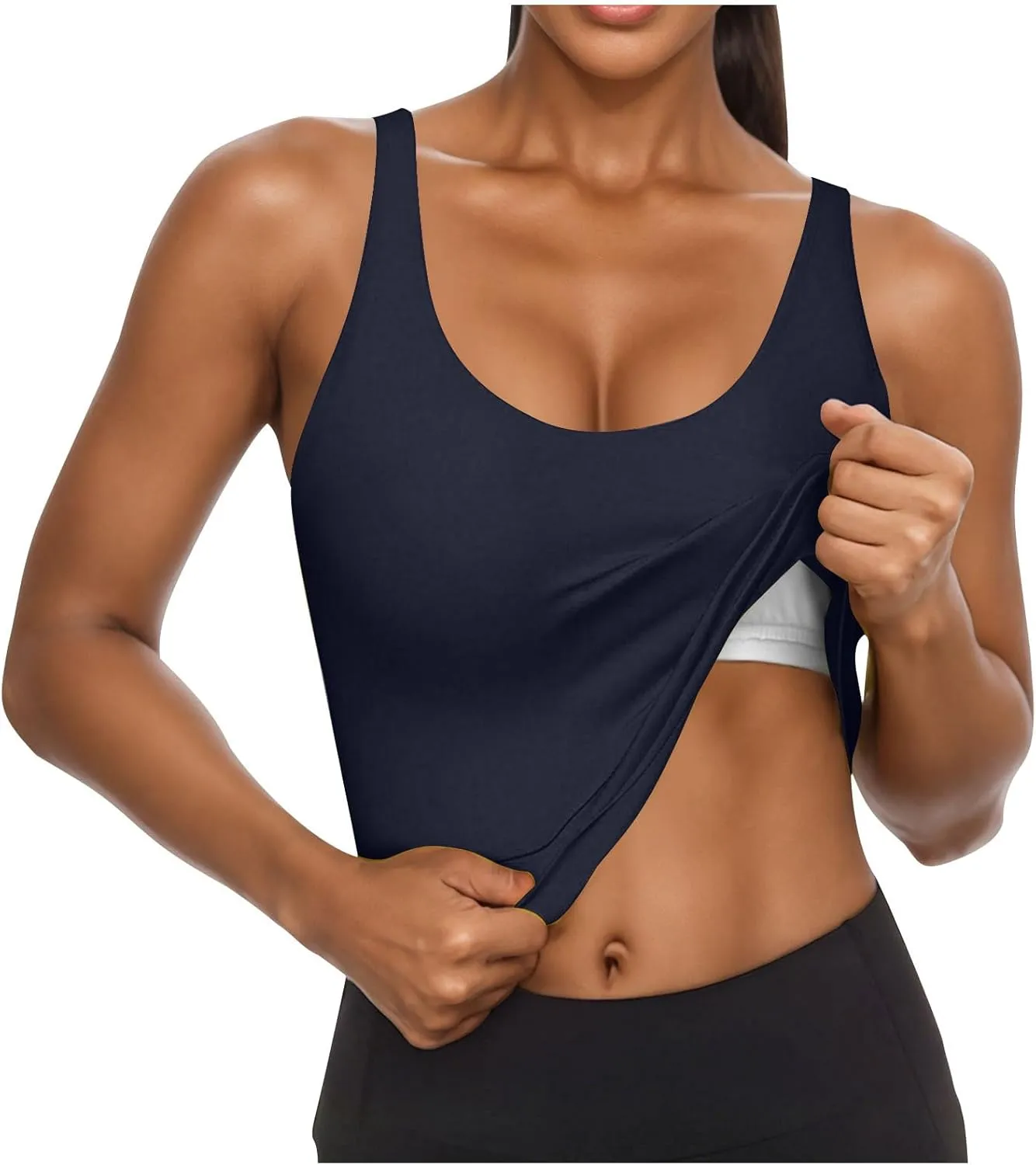 Cotton Tank Top with Built in Bra for Women Shelf Bra Camisole Tops Workout Tops Cami Bra Padded Tank Top Sports Bras