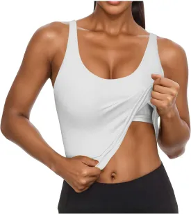 Cotton Tank Top with Built in Bra for Women Shelf Bra Camisole Tops Workout Tops Cami Bra Padded Tank Top Sports Bras