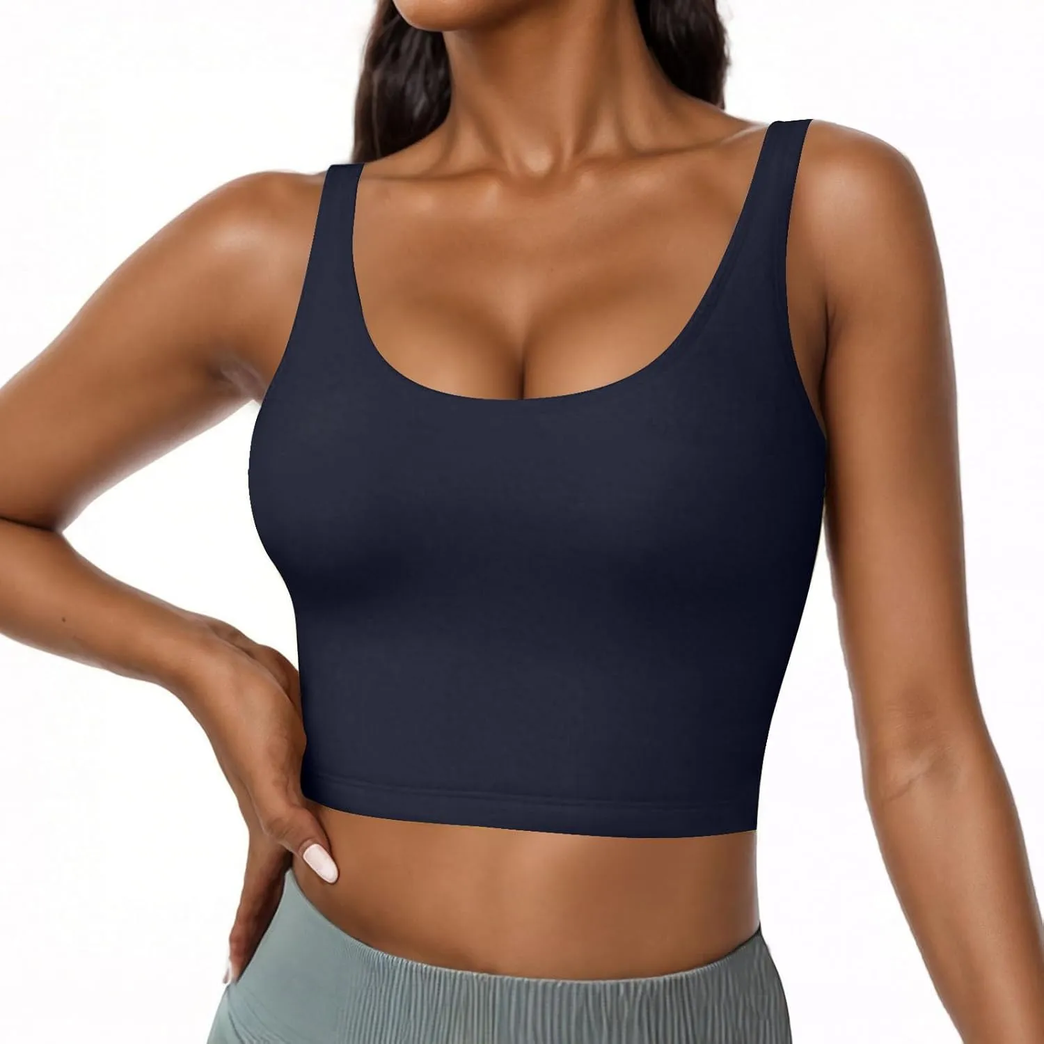 Cotton Tank Top with Built in Bra for Women Shelf Bra Camisole Tops Workout Tops Cami Bra Padded Tank Top Sports Bras