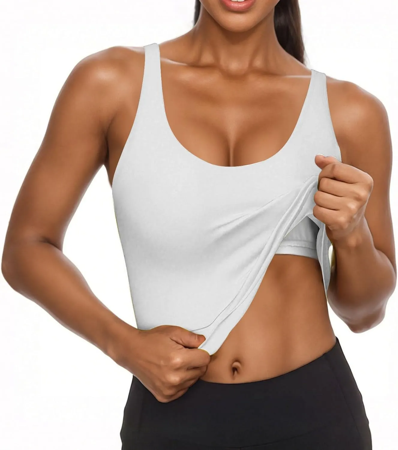 Cotton Tank Top with Built in Bra for Women Shelf Bra Camisole Tops Workout Tops Cami Bra Padded Tank Top Sports Bras