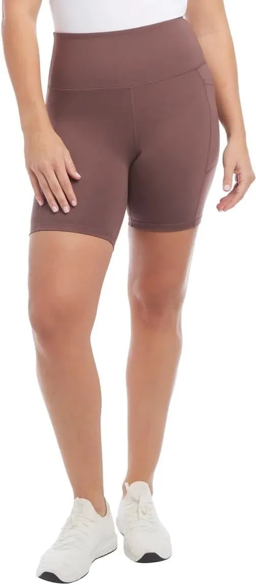 Danskin Women's High Rise Bike Shorts - Workout Shorts - Volleyball Shorts - Yoga and Dance, 2-Pack