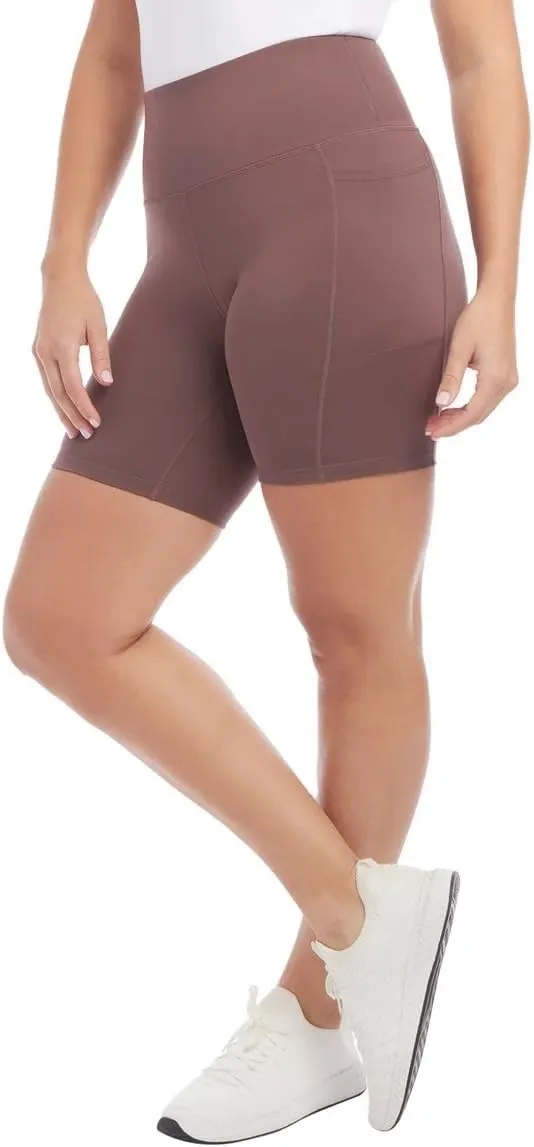 Danskin Women's High Rise Bike Shorts - Workout Shorts - Volleyball Shorts - Yoga and Dance, 2-Pack