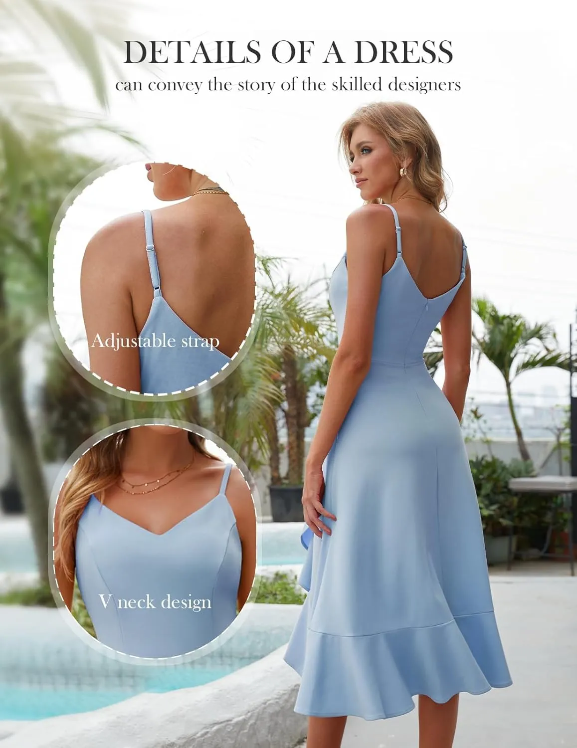 DRESSTELLS Women's Cocktail Party Dress, Formal Wedding Guest High Low Dress, Fit Flare Holiday Prom Dress