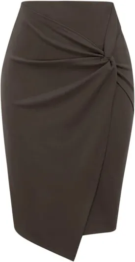 GGUHHU Womens Classic Package Hip Tulip Skirts Floral Print Twist Knot Pencel Skirt