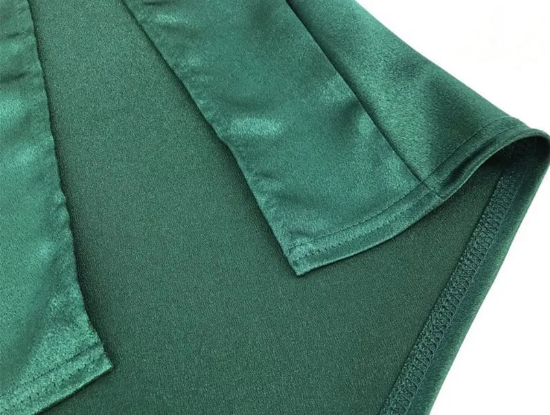 Green Satin Cowl Neck High Slit Evening Dress