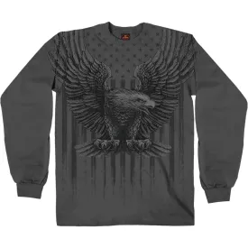 Hot Leathers GMS2524 Men's Charcoal Up-Wing Eagle Long Sleeve T-Shirt