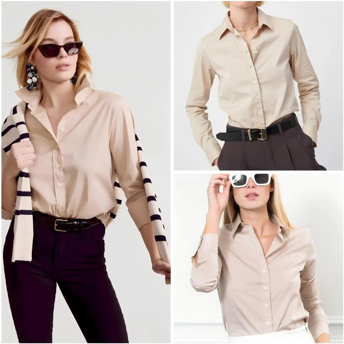 HOTOUCH Women's Button Down Shirts Long Sleeve Button-up Dress Shirt Fitted Business Collared Work Office Suit Blouses