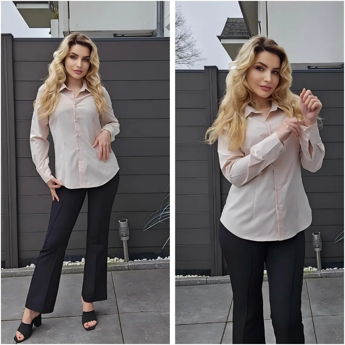 HOTOUCH Women's Button Down Shirts Long Sleeve Button-up Dress Shirt Fitted Business Collared Work Office Suit Blouses
