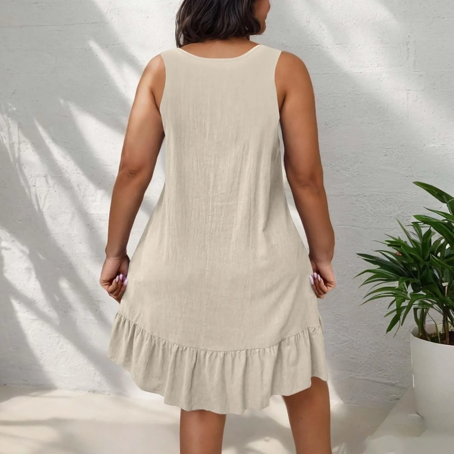 JOAU Women Plus Size Summer Babydoll Tank Dress 2025 Scoop Neck Sleeveless Ruffle A-Line Mini Sundress Beach Vacation Clothes
