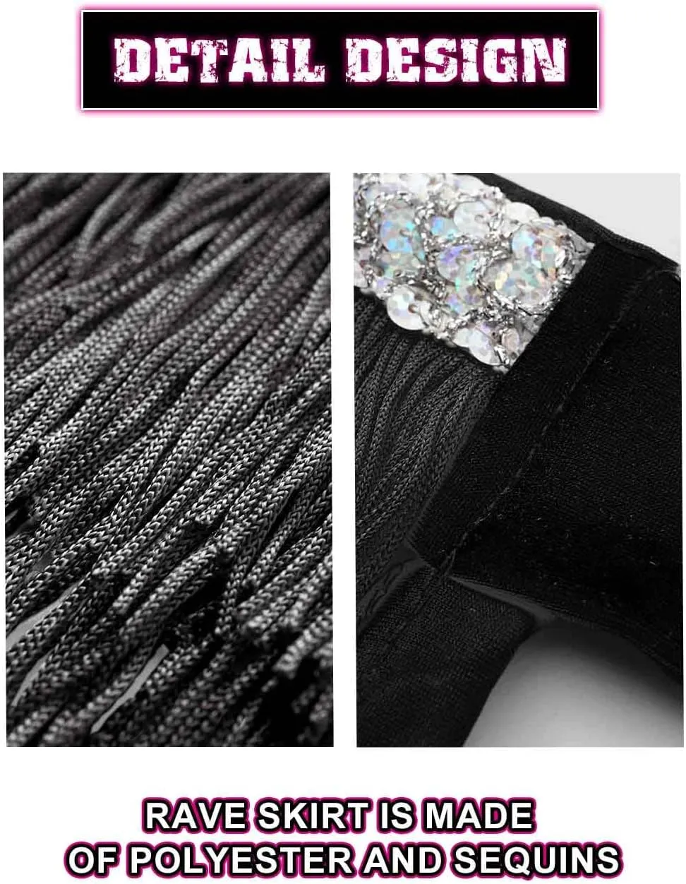 Kakaco Fringe Belly Skirt Sequin Tassel Dance Skirt Short Belly Hip Scarf Rave Party Skirts for Women and Girls