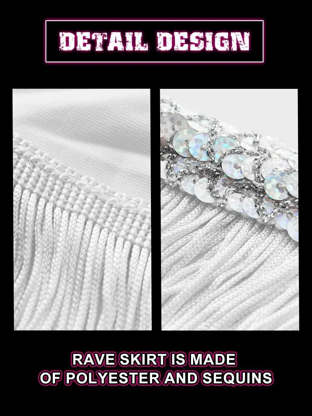 Kakaco Fringe Belly Skirt Sequin Tassel Dance Skirt Short Belly Hip Scarf Rave Party Skirts for Women and Girls