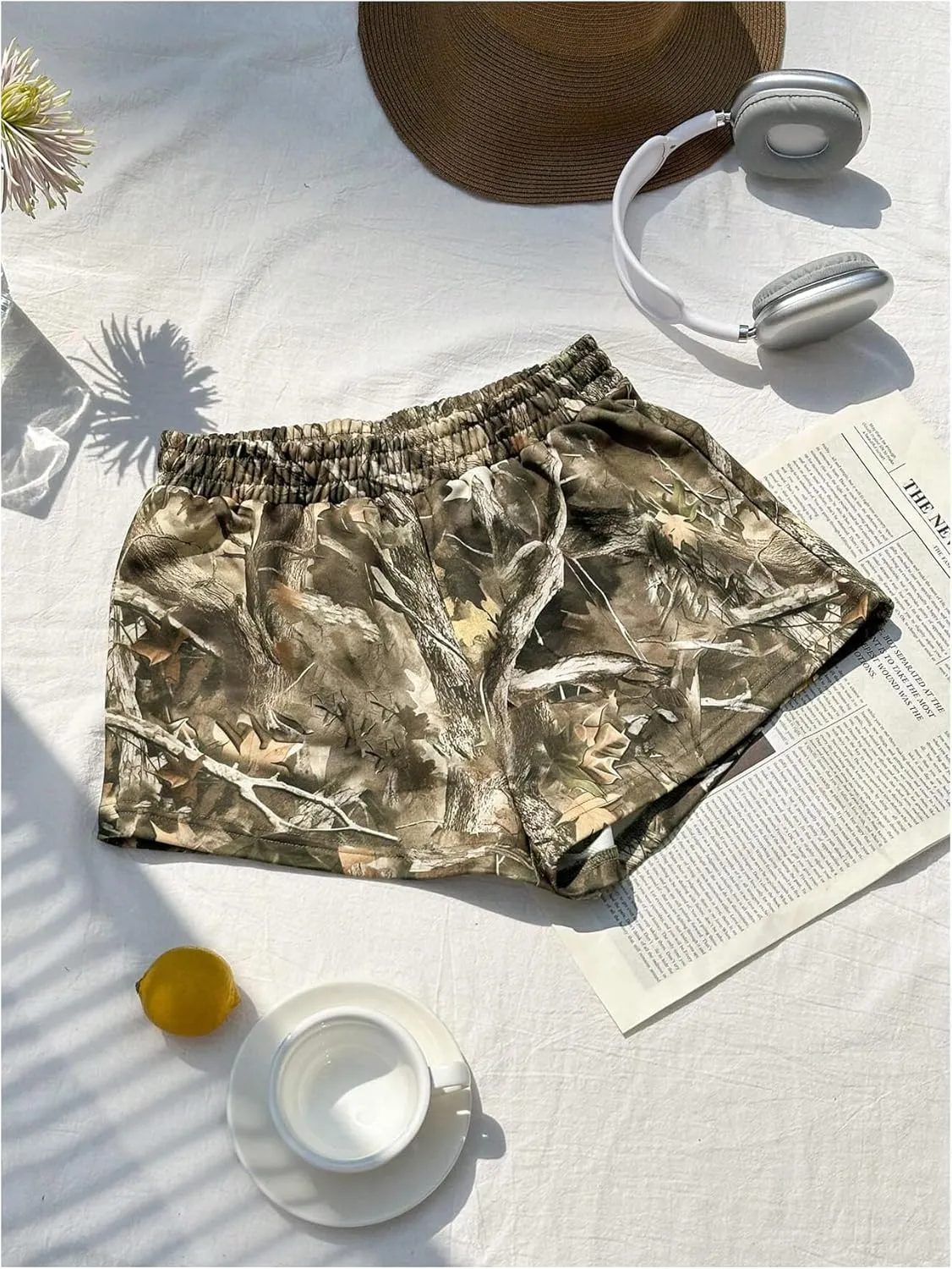 MakeMeChic Women's Sweat Shorts Summer Casual Camo Boxer Workout Shorts