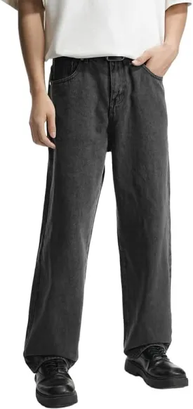 Mens Baggy Hip Hop Jeans Wide Leg Streetwear Jeans Loose Fit Y2K Skater Denim Pants