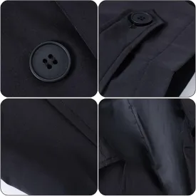 Men'S Double Breasted Trench Coat Length Thickened Woolen Plaid Double Breasted Coat Solid Color Slim Men Coat