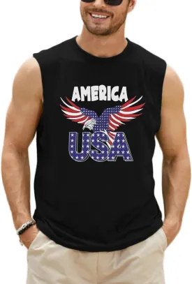 Men's Palm Tree Tank Tops Sleeveless Athletic Shirt Summer Beach Muscle Patriotic Tank Top