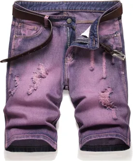 Men's Ripped Denim Shorts - Distressed Slim Fit Jean Shorts for Men, Casual Straight Fit Summer Ripped Shorts