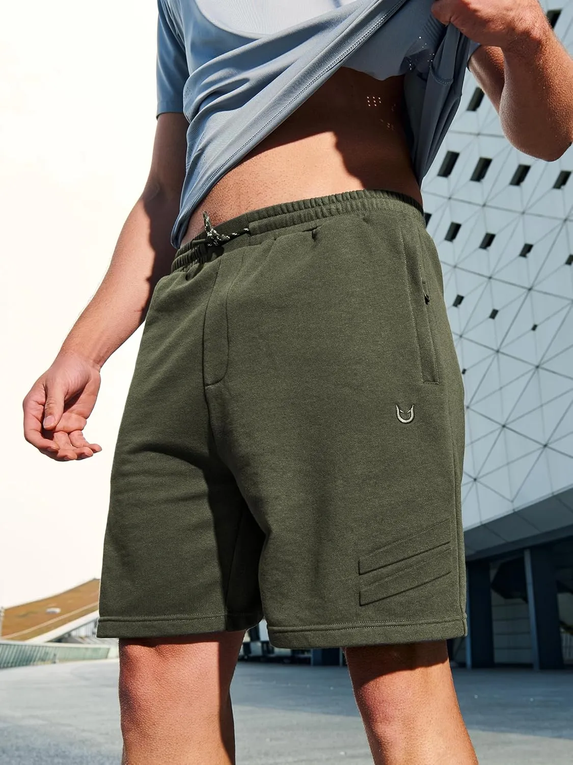 NORTHYARD Men's Athletic Running Shorts Cotton Casual Shorts with Zipper Pockets 7" Workout Gym Sweat Shorts
