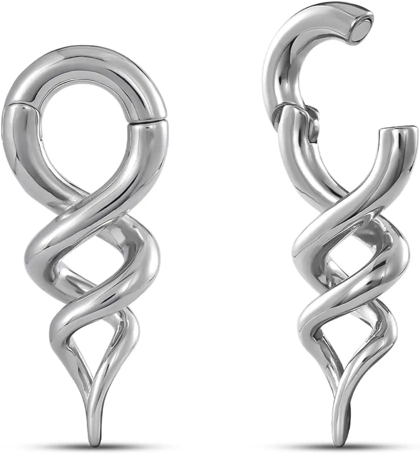 PONWAG 1 Pair 2g 4g Spiral Ear Weight For Stretched Ears Heavy Brass Decent Gold Dangle Plug Gauge Earring Cool Ear Hanger Tunnels Body Piercing Jewelry