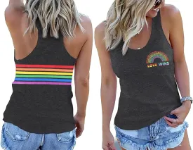 Pride LGBTQ Tank Top Women Love Heart Rainbow Flag Tshirt Lesbian Pride Top Sleeveless Graphic Vest Tee