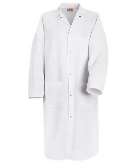 Red Kap 44.75 Inch Gripper Front Men White Butcher Wrap Lab Coat