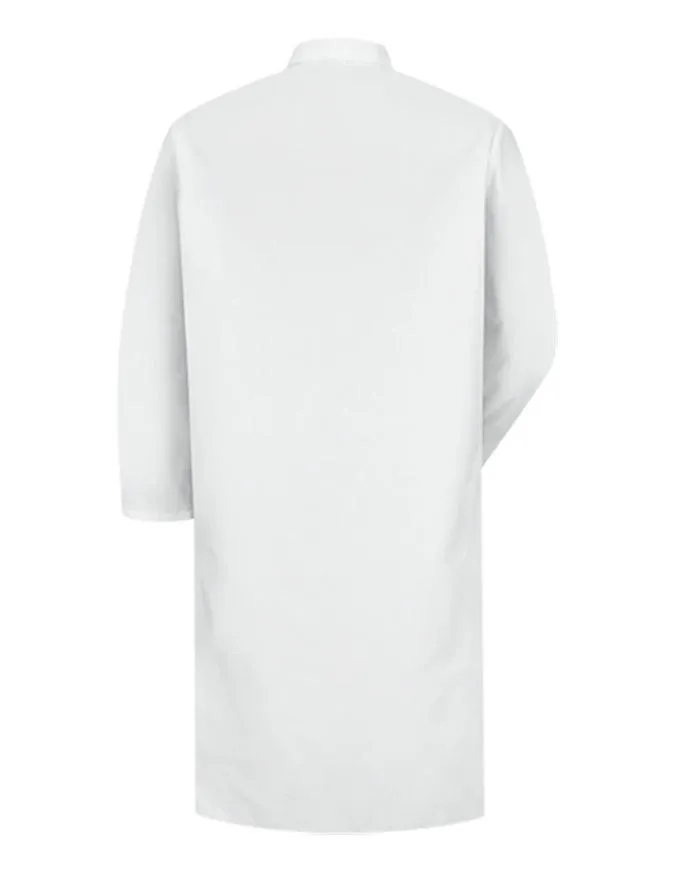 Red Kap 44.75 Inch Gripper Front Men White Butcher Wrap Lab Coat