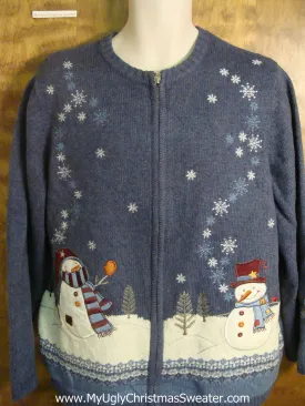 Snowflakes Swirling Cheesy Christmas Sweater
