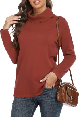 VIISHOW Women's Turtleneck Sweater Long Sleeve Cozy Warm Sweater Casual Lightweight Soft Pullover Jumper Tops