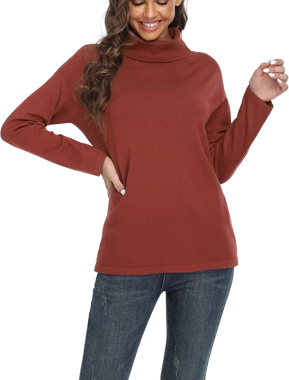 VIISHOW Women's Turtleneck Sweater Long Sleeve Cozy Warm Sweater Casual Lightweight Soft Pullover Jumper Tops