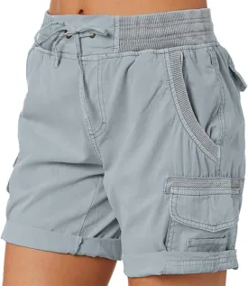 Womens Loose Fit High Waist Casual 4 Pockets Hiking Shorts Summer Workout Plus Size Cruise Shorts Cargo Short Pants