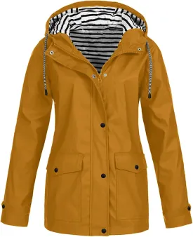 Womens Rain Coat Lightweight Coats Plus Size Casual Sports Windbreaker Hooded Waterproof Windproof Outdoor Jacket